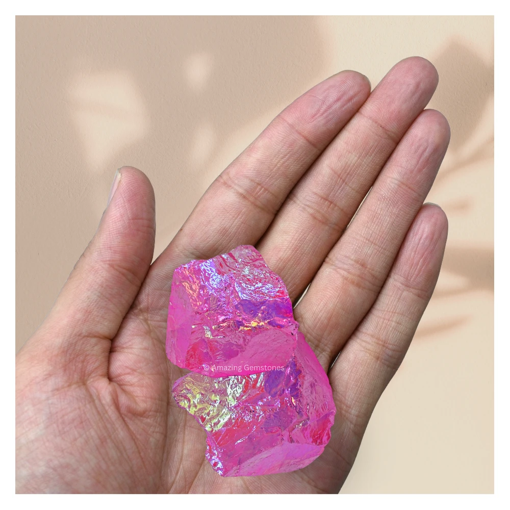 Rose Aura Quartz Raw Crystals (2 Pieces)