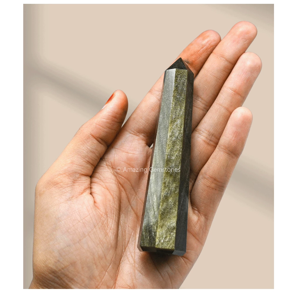 Golden Sheen Obsidian Tower (3" to 4" Inch)
