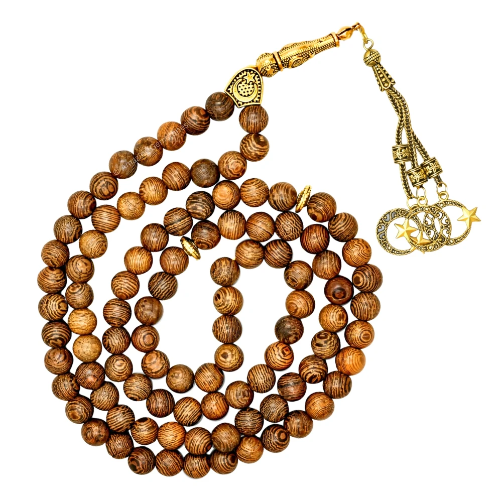 Agar Wood Tasbeeh Sibha Prayer Beads (Gold)