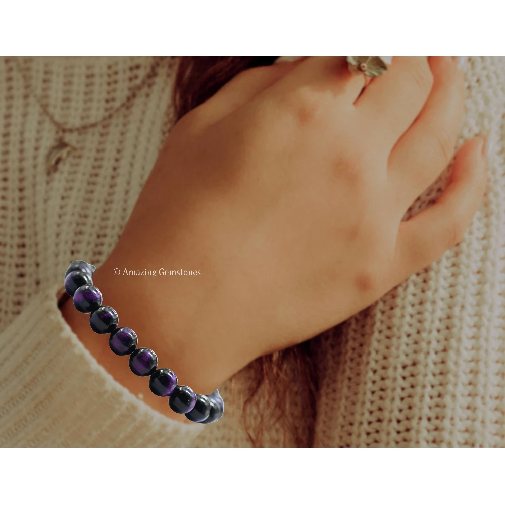 Purple Cats Eye Bracelet (Stretchable)