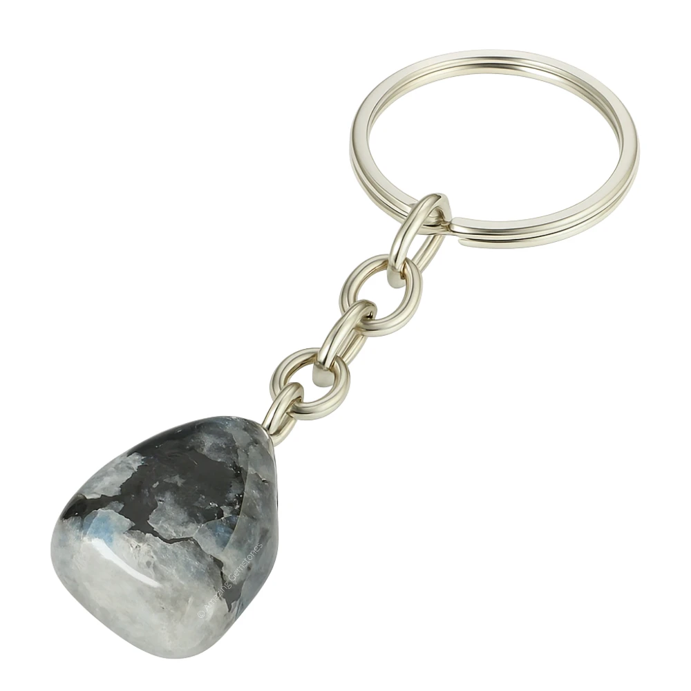 Rainbow Moonstone Keychain Keys Holder (Tumble)