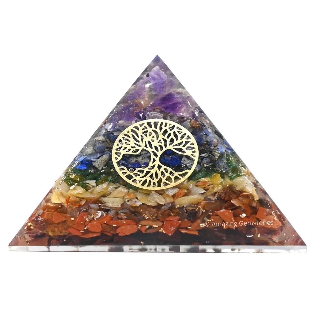 Natural Chakra Orgone Pyramid - Tree of Life