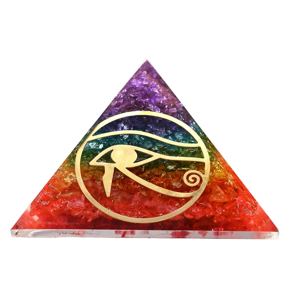 Chakra Onyx Orgone Pyramid - Eye of Horus