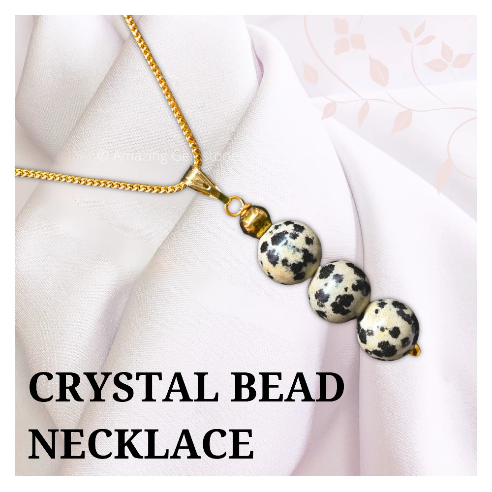 Dalmatian Jasper Bead Pendant (Gold)
