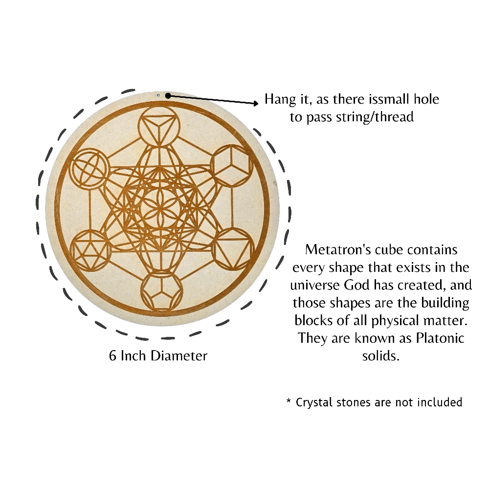Wooden Crystal Grid Sacred Geometry - Platonic Solid Metatron Cube (6 Inch)