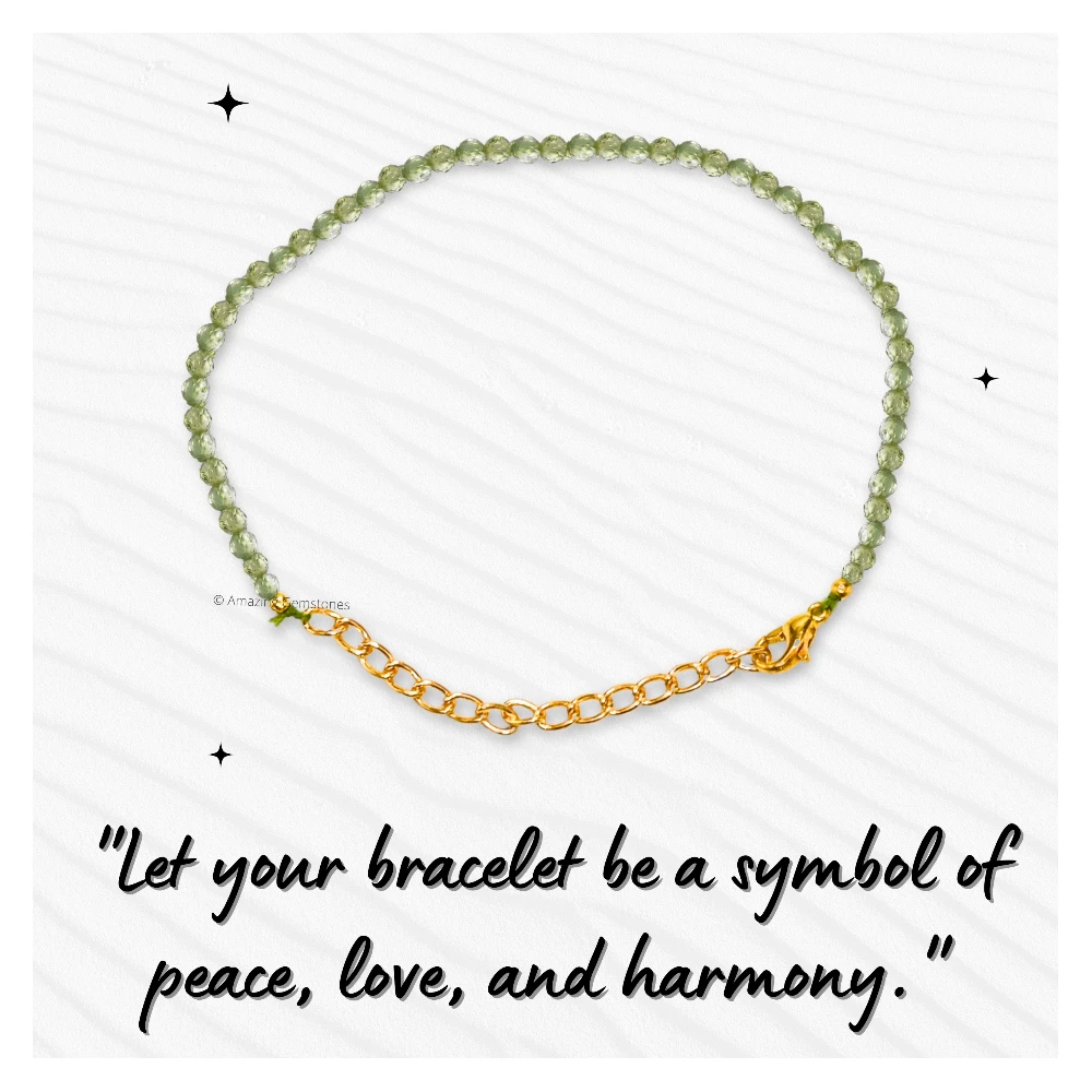 Peridot Crystal Bracelet - 2mm Faceted Bead (Gold)