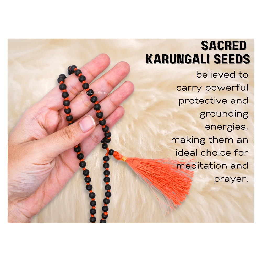 Karungali Mala - 6mm Ebony Wood Beads (Hand Knotted)