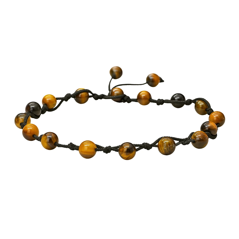 Tiger Eye Anklet (Hand Knotted)