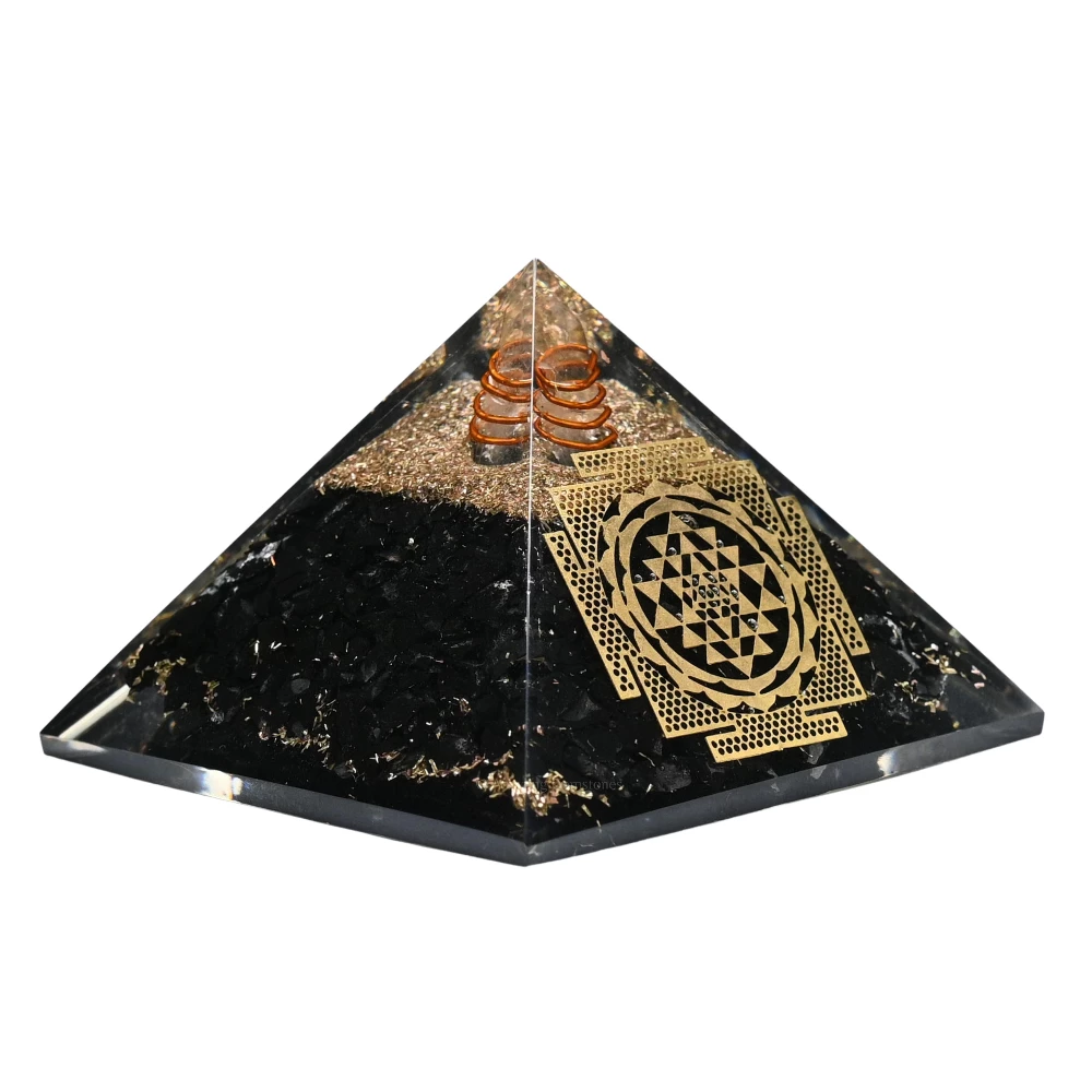 Shungite Orgone Pyramid - Sri Yantra
