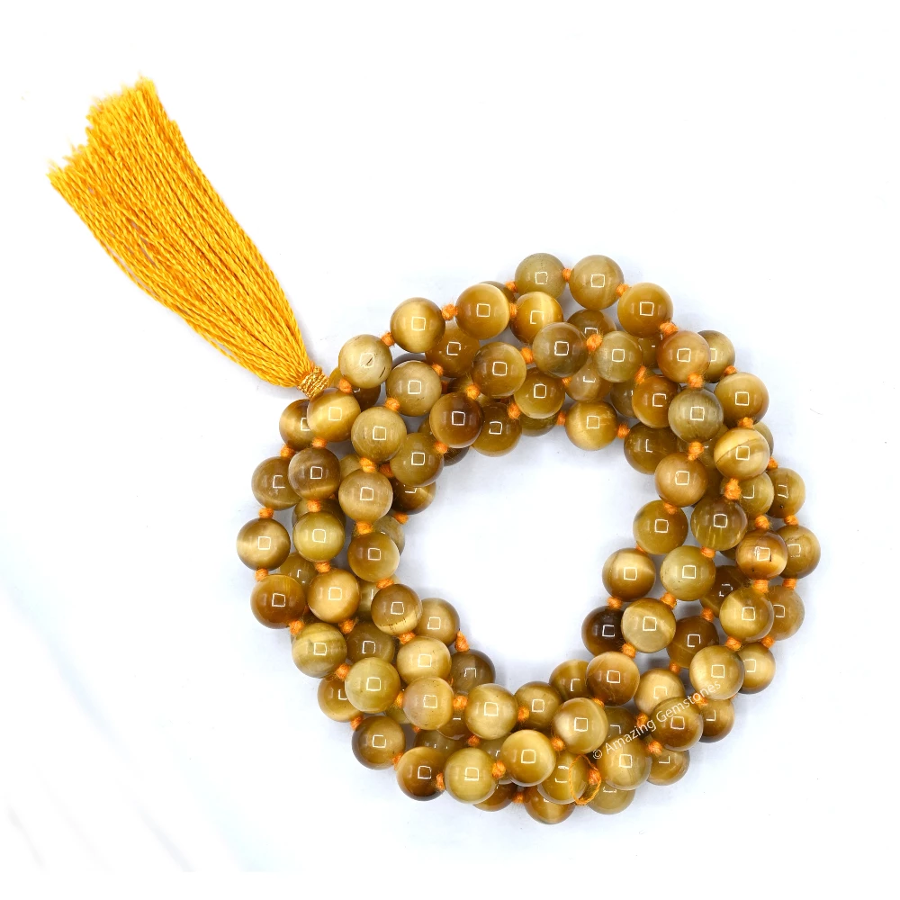 Yellow Cat's Eye Mala (Hand Knotted)