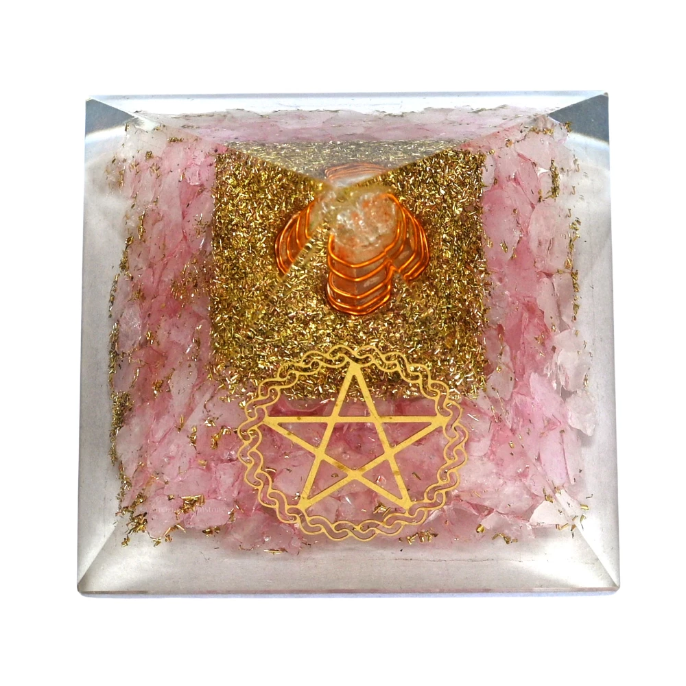 Rose Quartz Orgone Pyramid - Pentacle