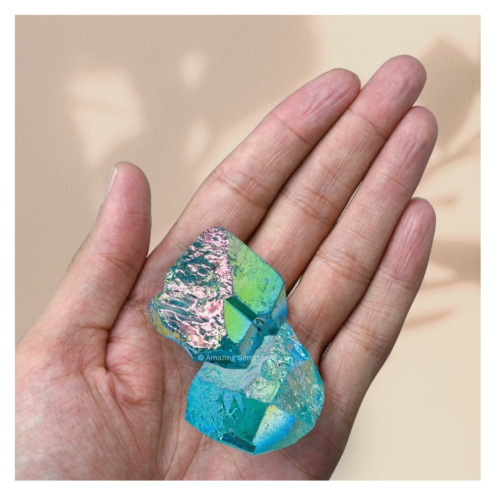 Aqua Aura Quartz Raw Crystals (5 Pieces)
