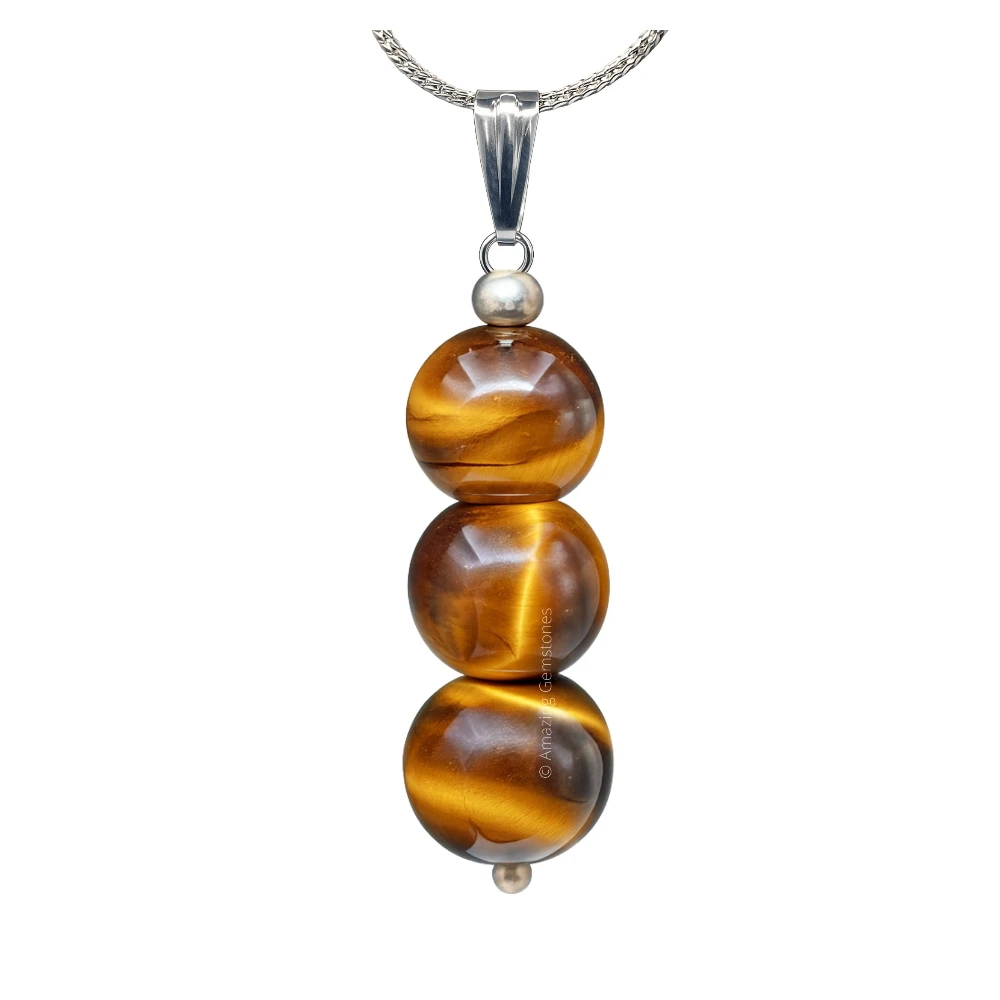 Tiger Eye Bead Pendant (Silver)