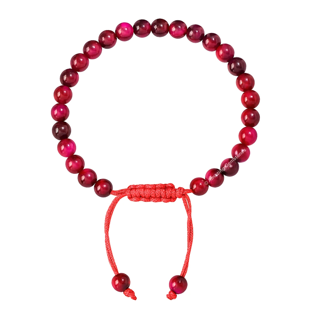 Pink Tiger Eye Healing Crystal Bracelets - 6mm Beads (Adjustable)