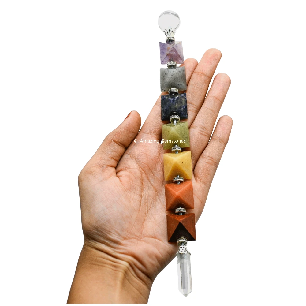 Chakra Pyramid Healing Crystal Wand (Horizontal)