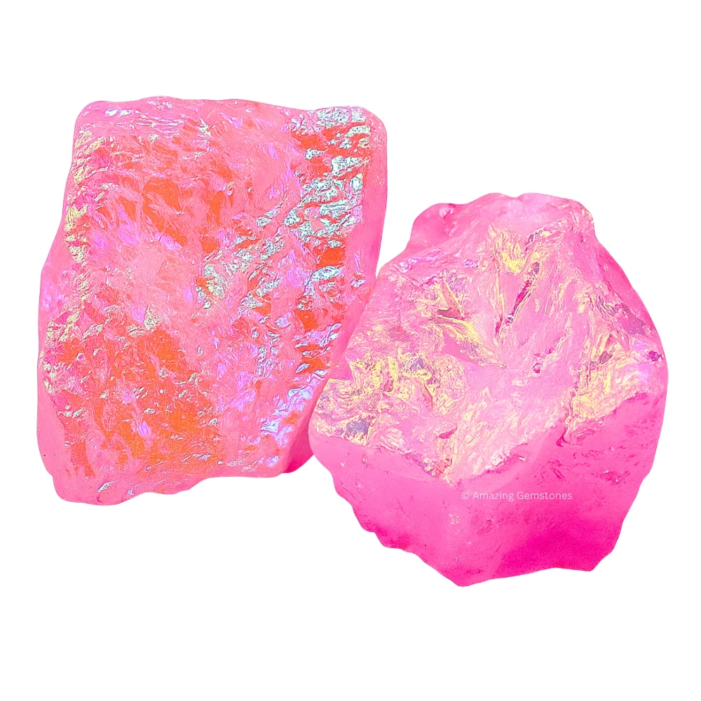 Angel Aura Rose Quartz Raw Crystals (2 Pieces)