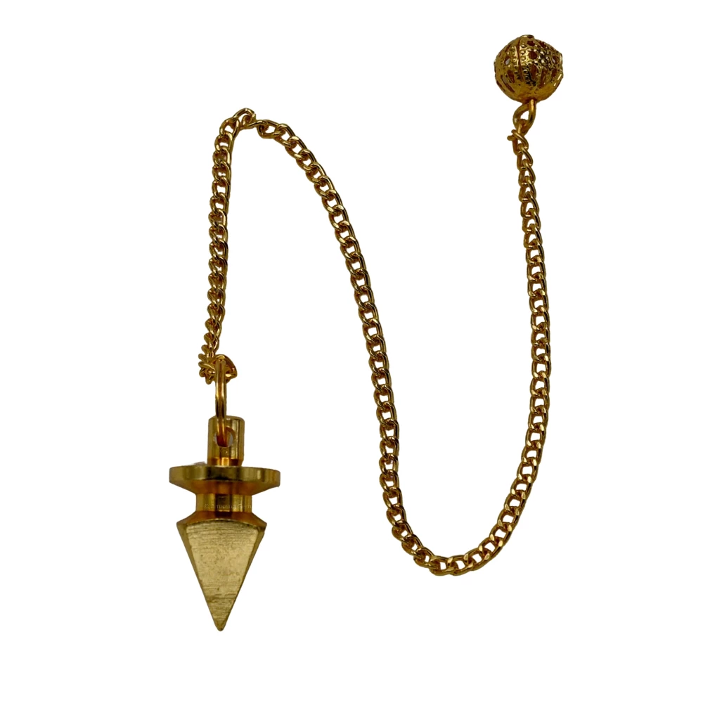 Copper Metal Pendulum - Gold Pyramid with Ring Plate (MP25)