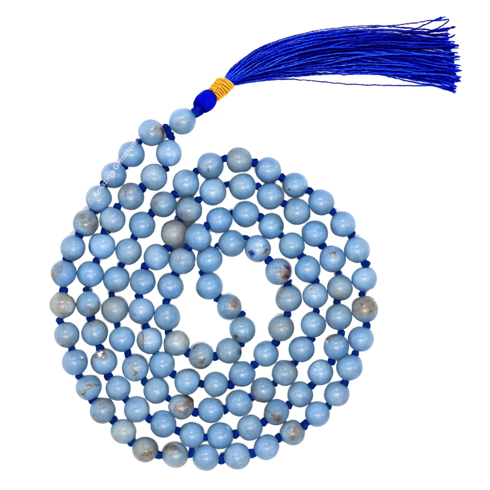 Angelite 108 Beads Japa Mala (Hand Knotted)