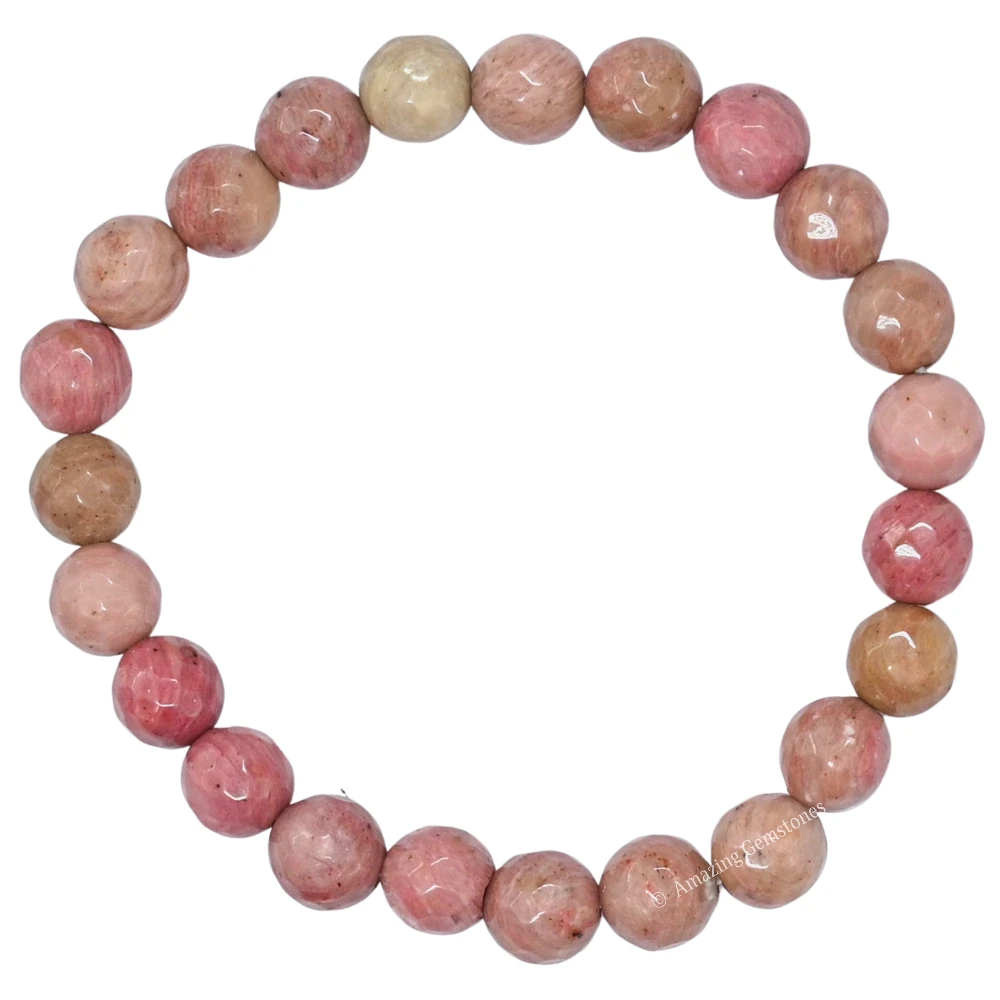 Pink Rhodonite Bracelet (Faceted-Stretchable)