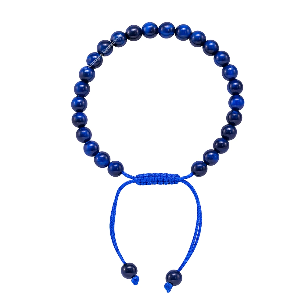 Blue Cats Eye Healing Crystal Bracelets - 6mm Beads (Adjustable)