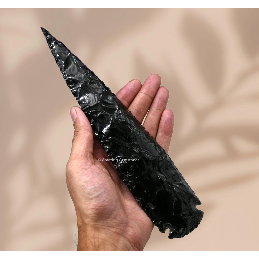 Black Obsidian Crystal Arrowhead - 9" to 10"