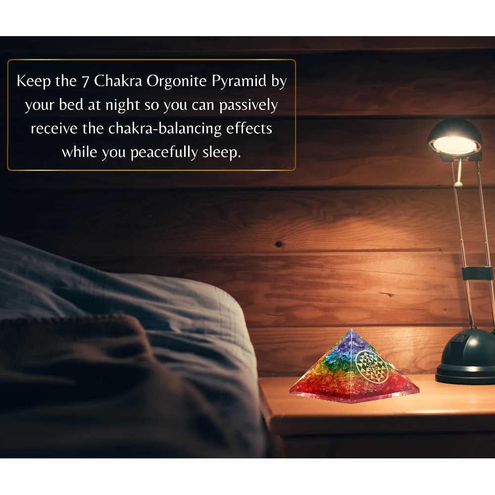 Chakra Onyx Orgone Pyramid - Round Sri Yantra