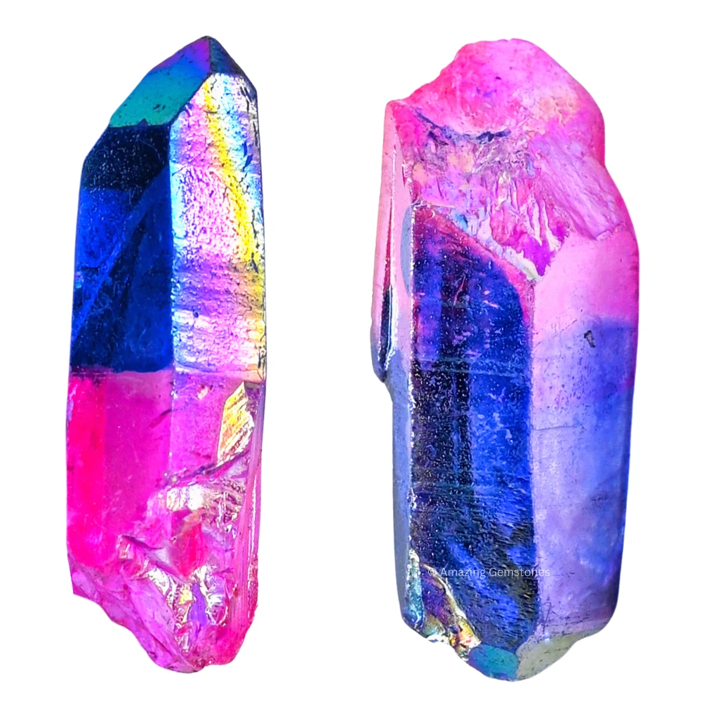 Rose Tanzine Aura Quartz Raw Crystal Points (5 Pieces)