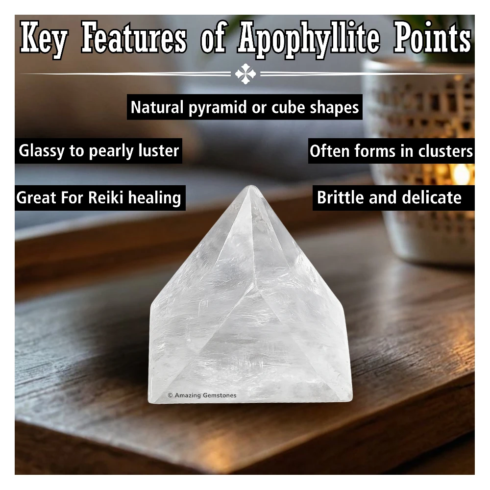 Apophyllite Points Crystal Mineral Specimen (Medium - Set of 3)