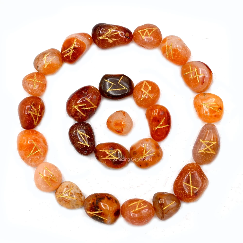 Carnelian Rune Stones Set