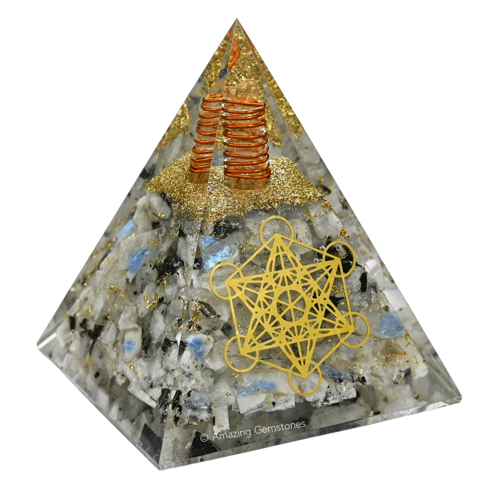 Rainbow Moonstone Orgone Pyramid - 70 mm