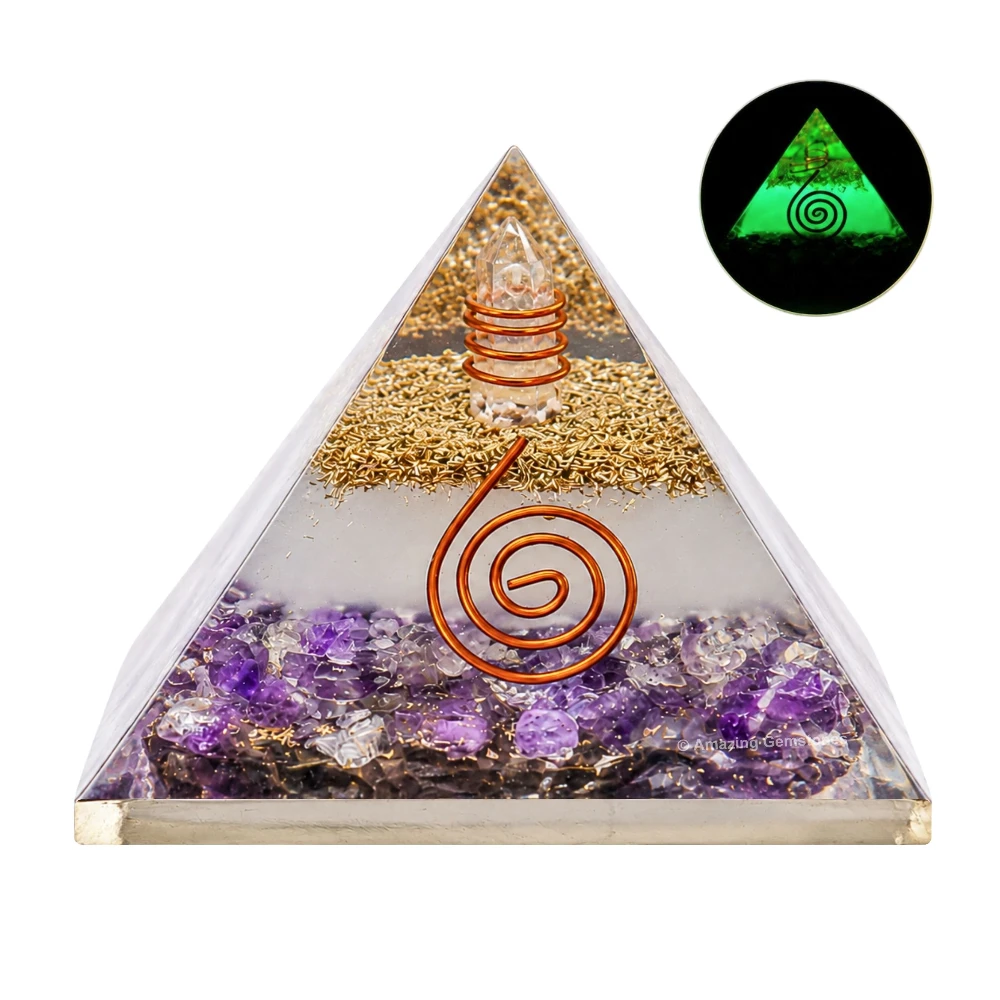 Amethyst Orgone Pyramid - Glow in Dark