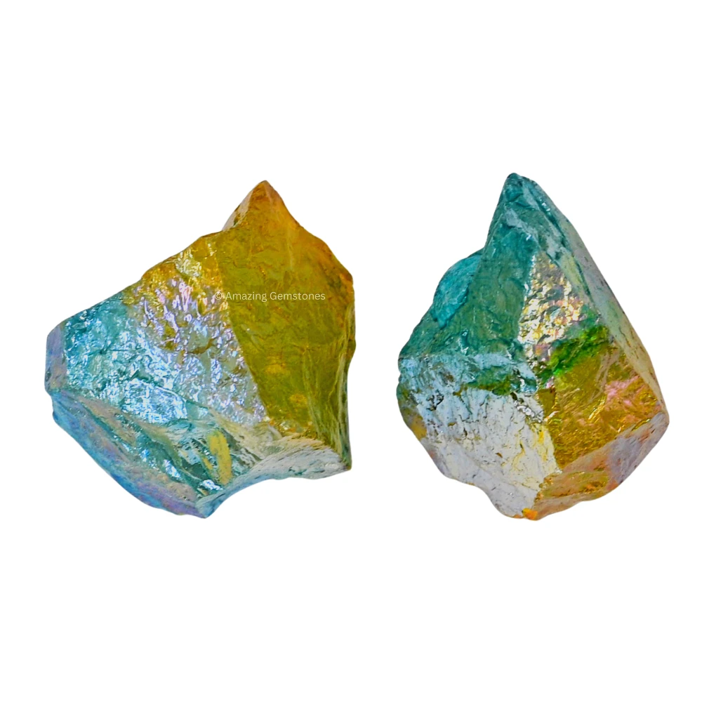 Aqua Apple Tangerine Aura Quartz Raw Crystals (5 Pieces)