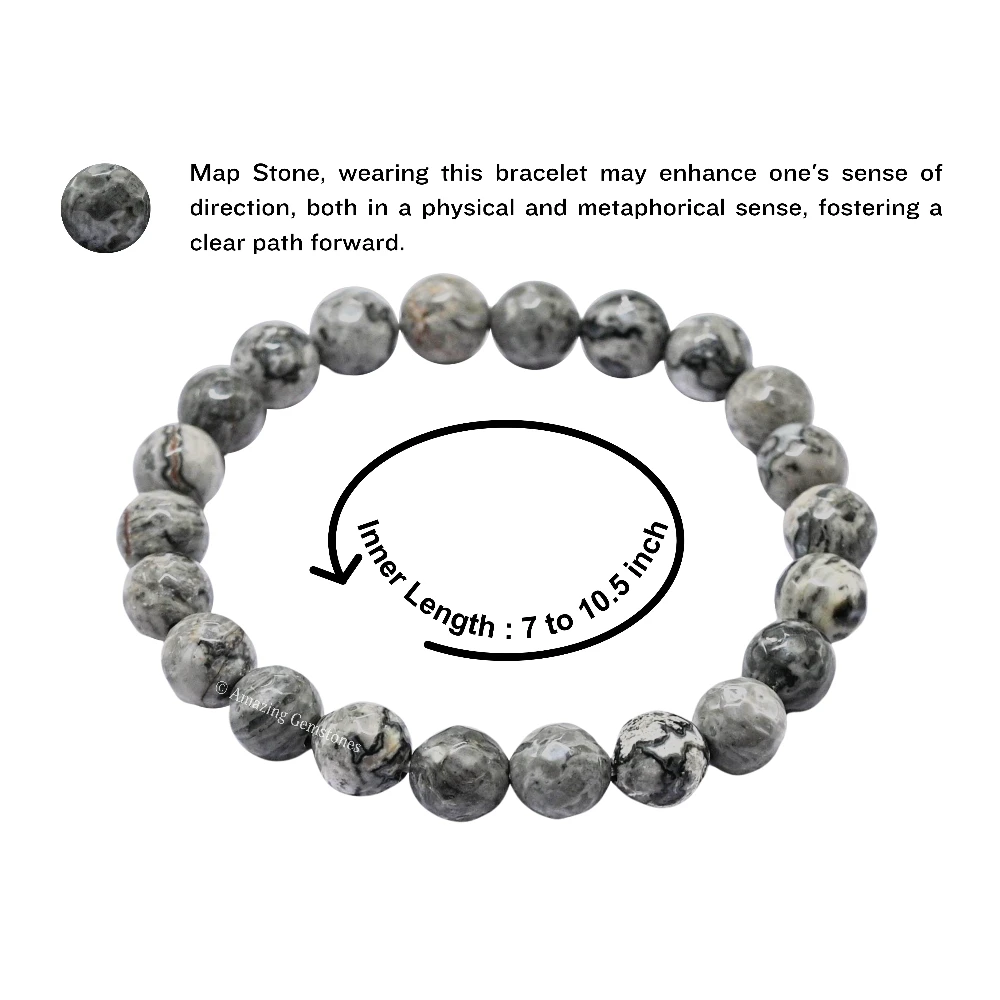 Map Stone Bracelet (Faceted) (Stretchable)