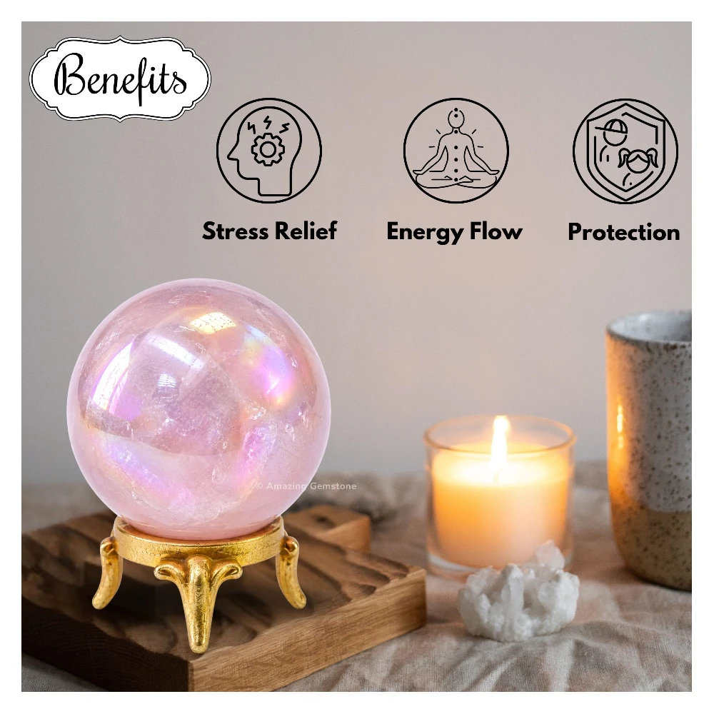 Angel Aura Rose Quartz Sphere (1.5 Inch)