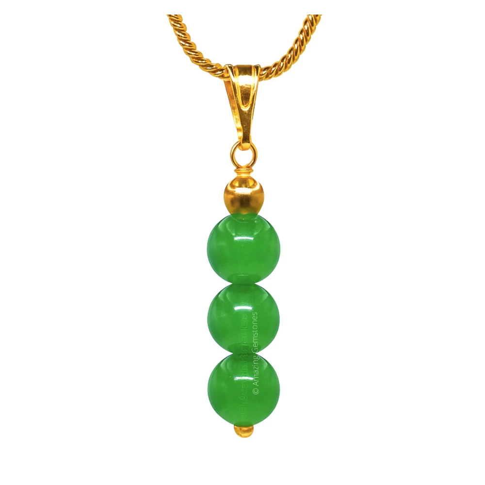 Green Aventurine Bead Pendant (Gold)