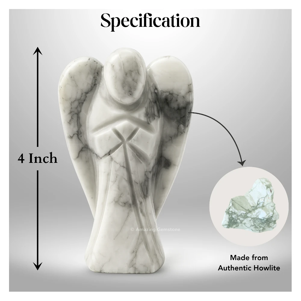 Howlite  Angel Figurine (4 Inch)