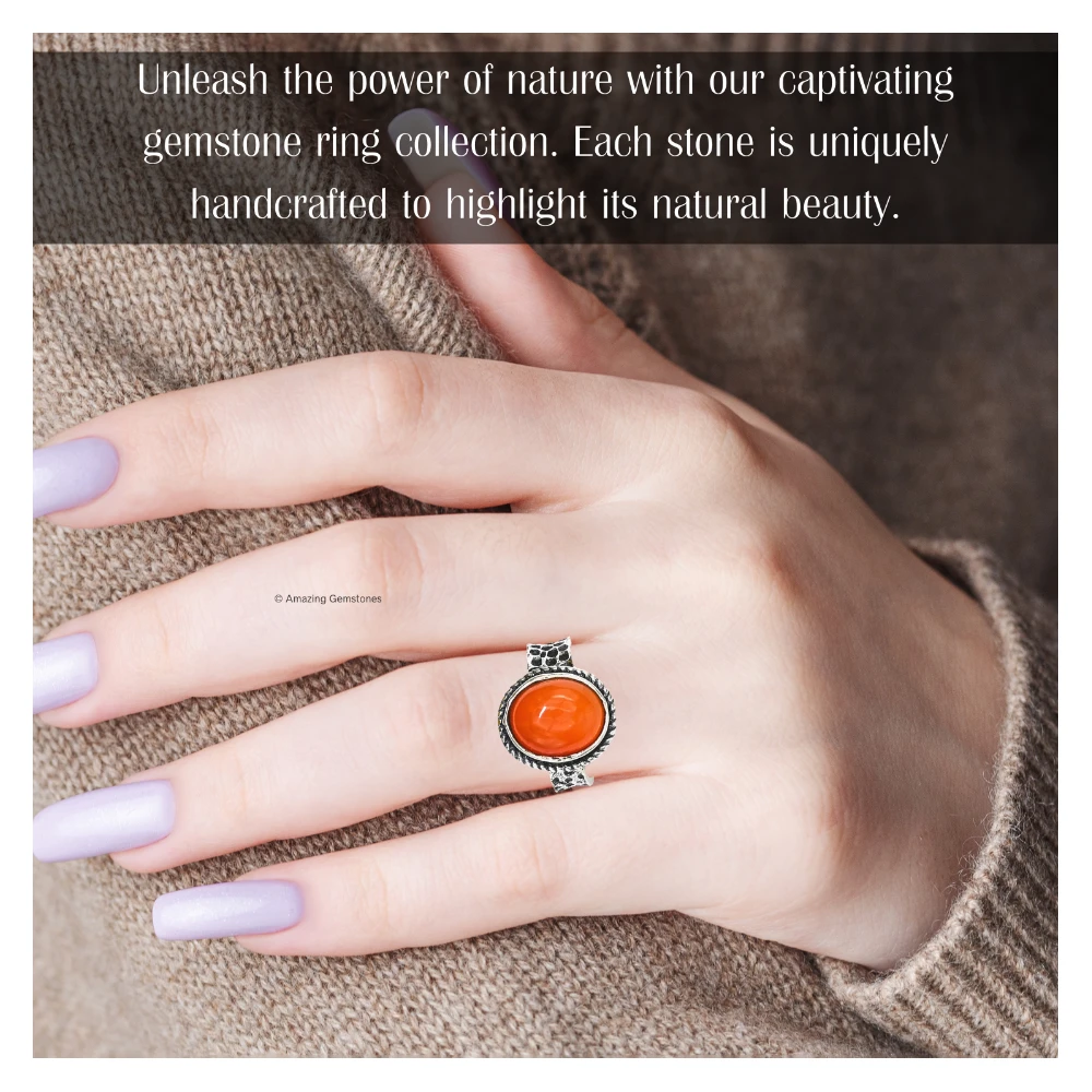 Carnelian Onyx Crystal Ring (Silver)