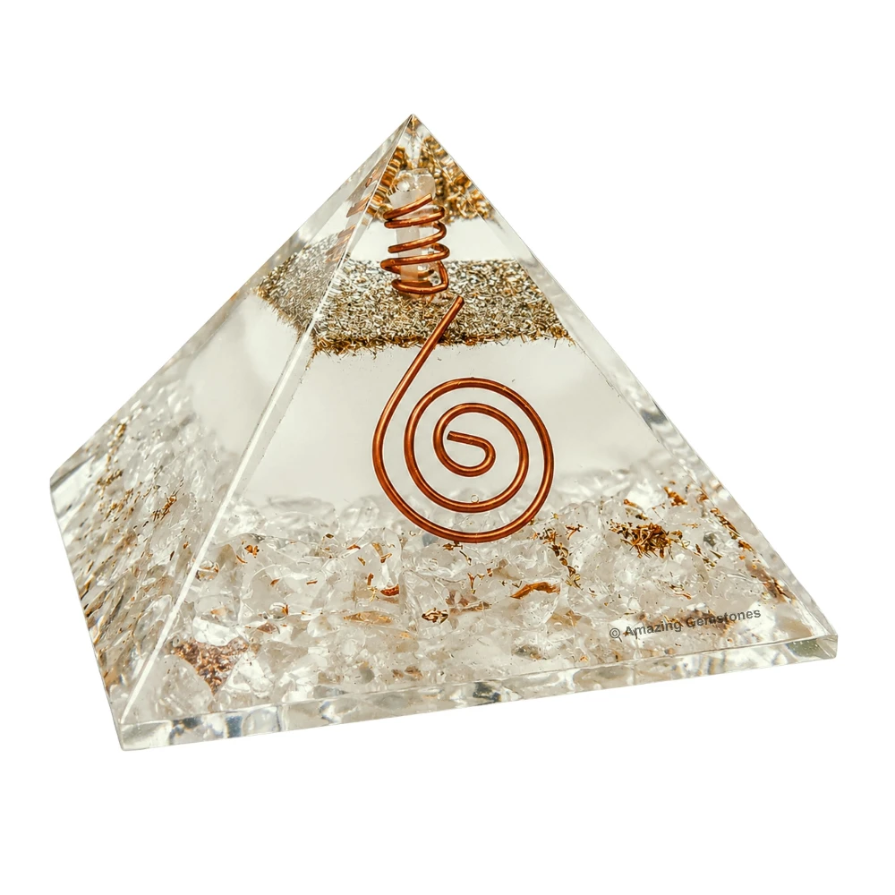 Clear Quartz Orgone Pyramid - Glow in Dark
