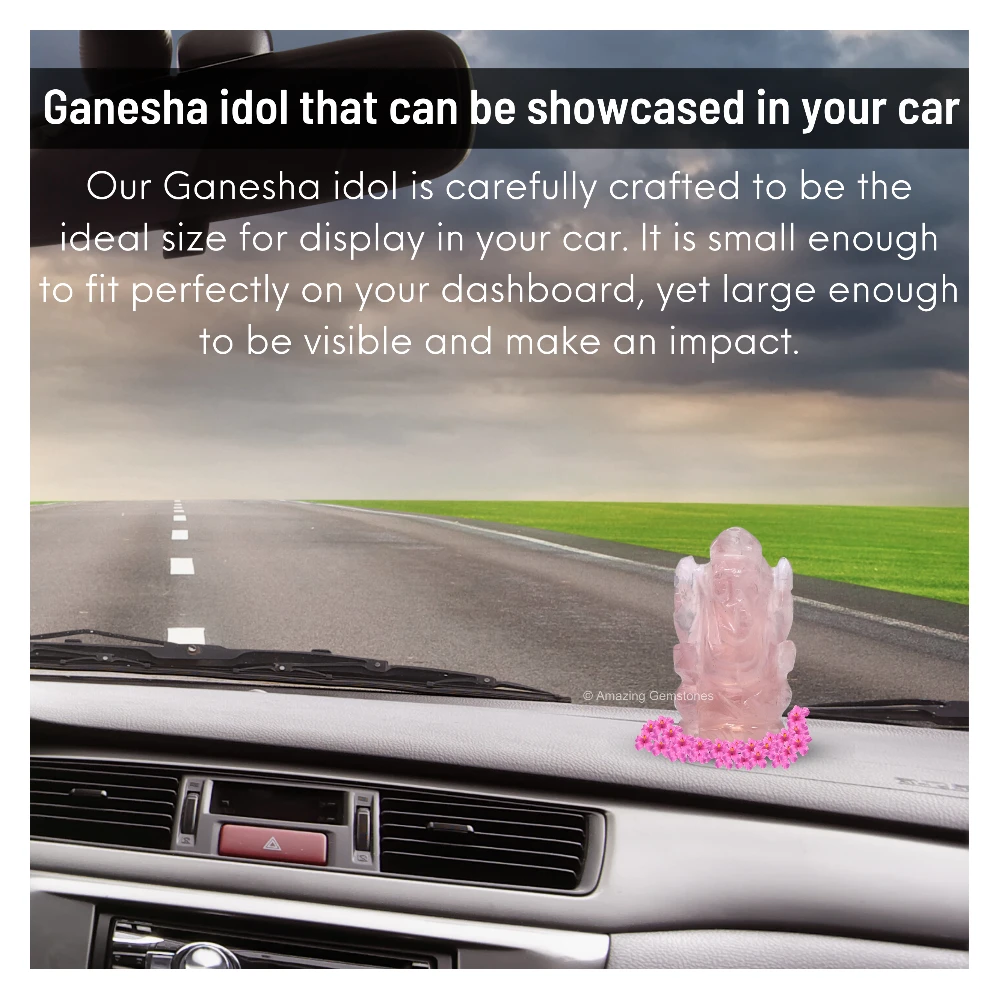 Rose Quartz Ganesha Crystal Idol