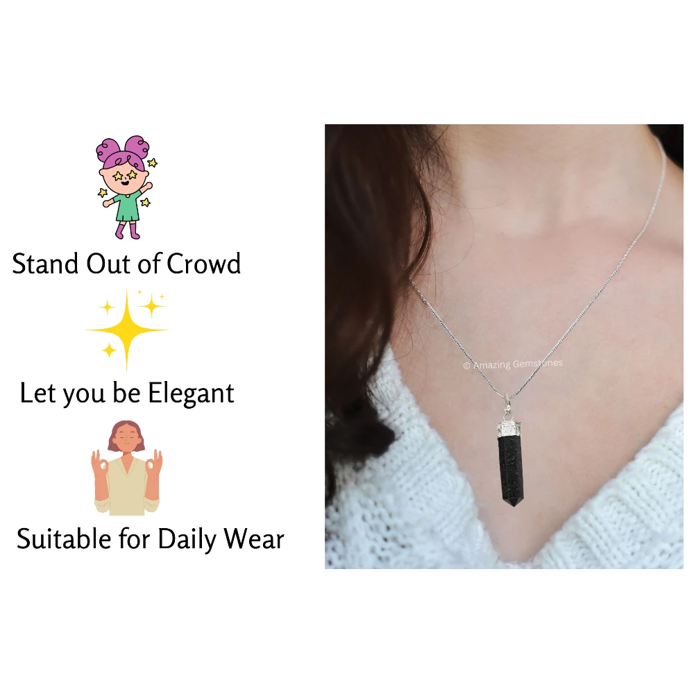 Nuummite Necklace - Pencil Point (Silver)