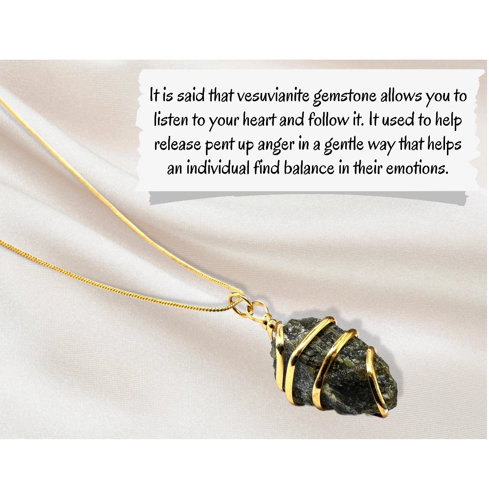 Vesuvianite Necklace - Raw Crystal (Gold)