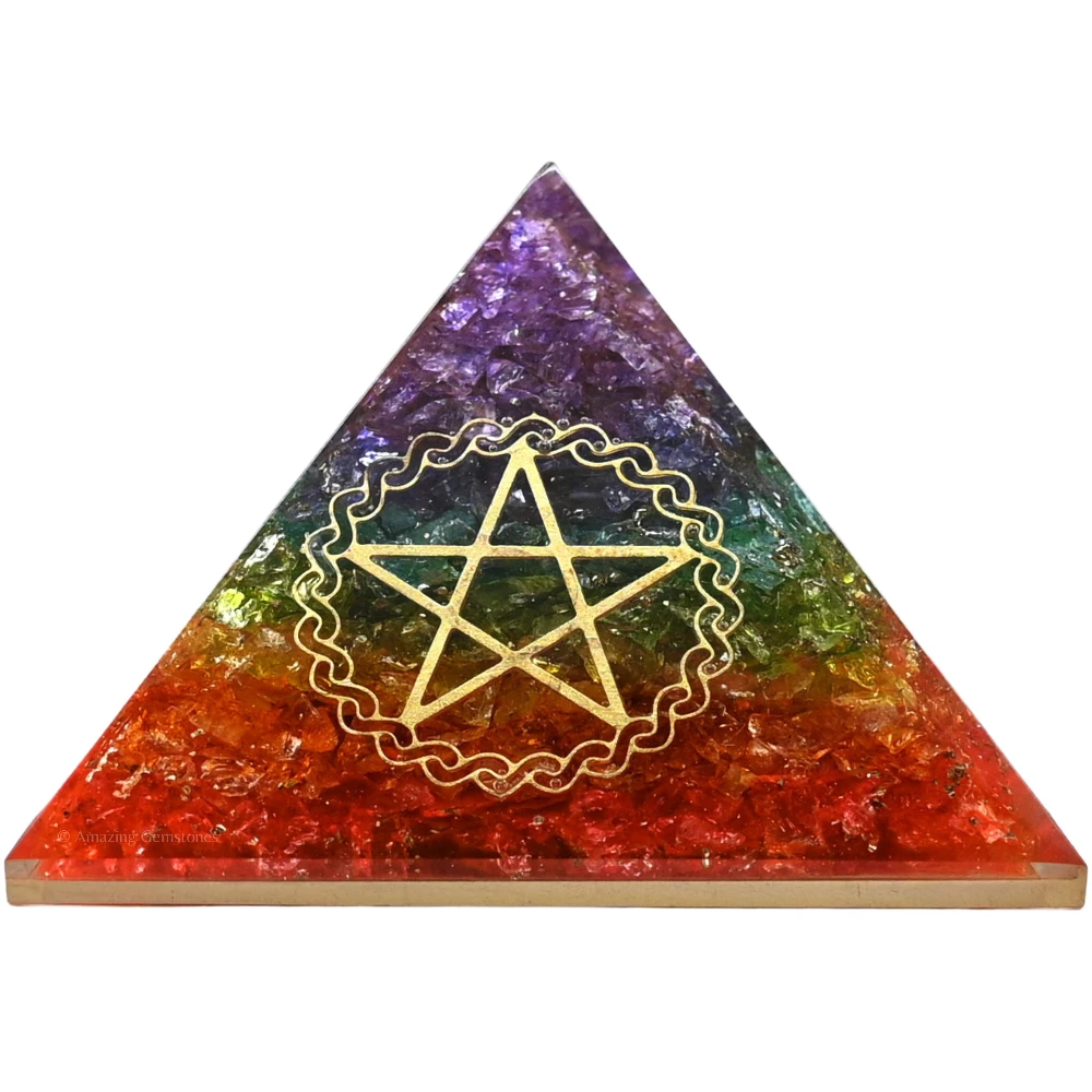 Chakra Onyx Orgone Pyramid - Pentacle