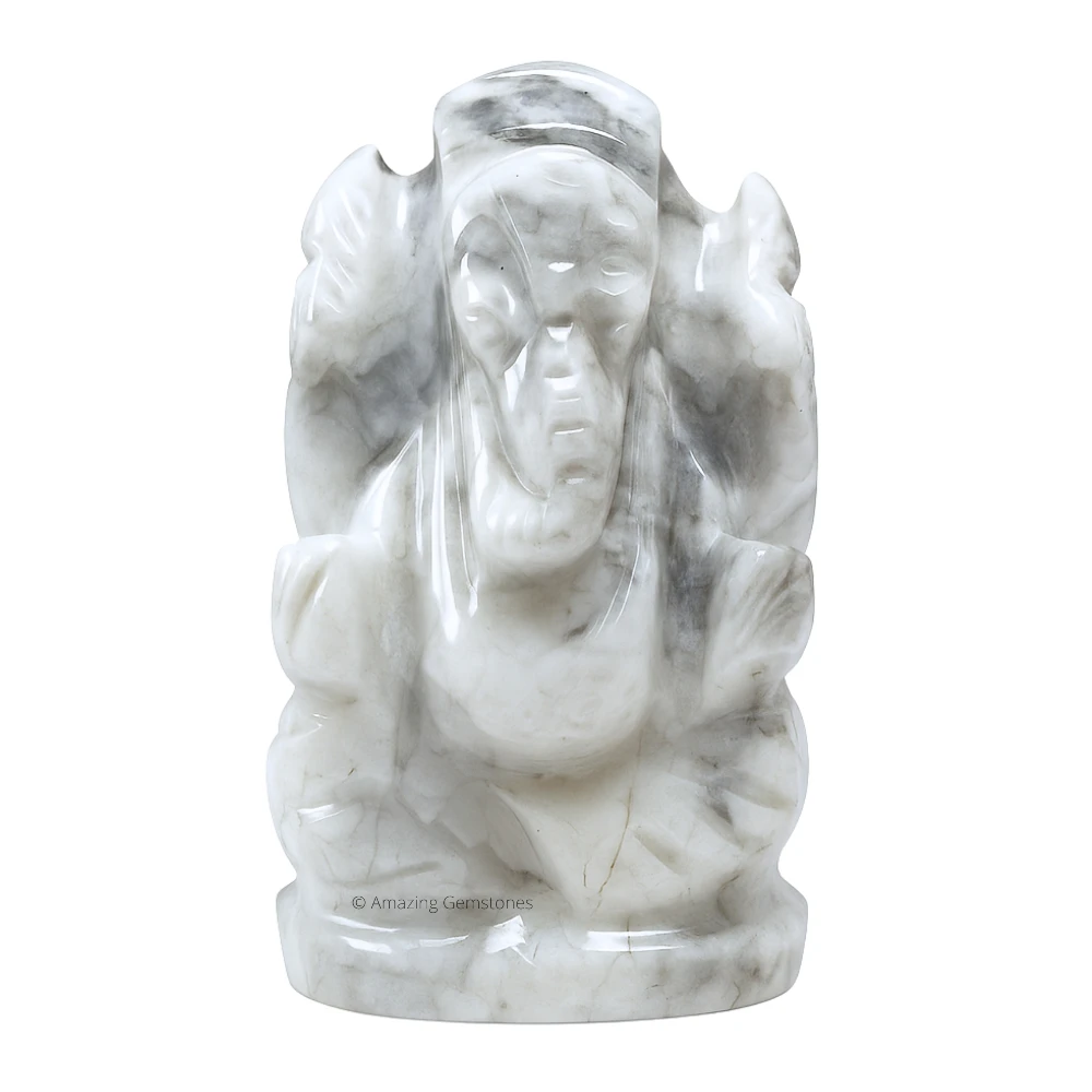 Howlite Ganesha Crystal Idol