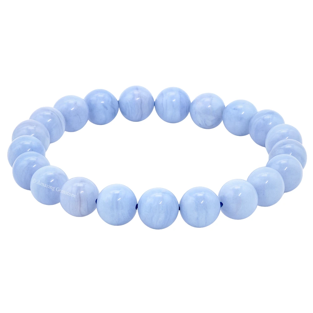 Blue Lace Agate Bracelet (Strechable)