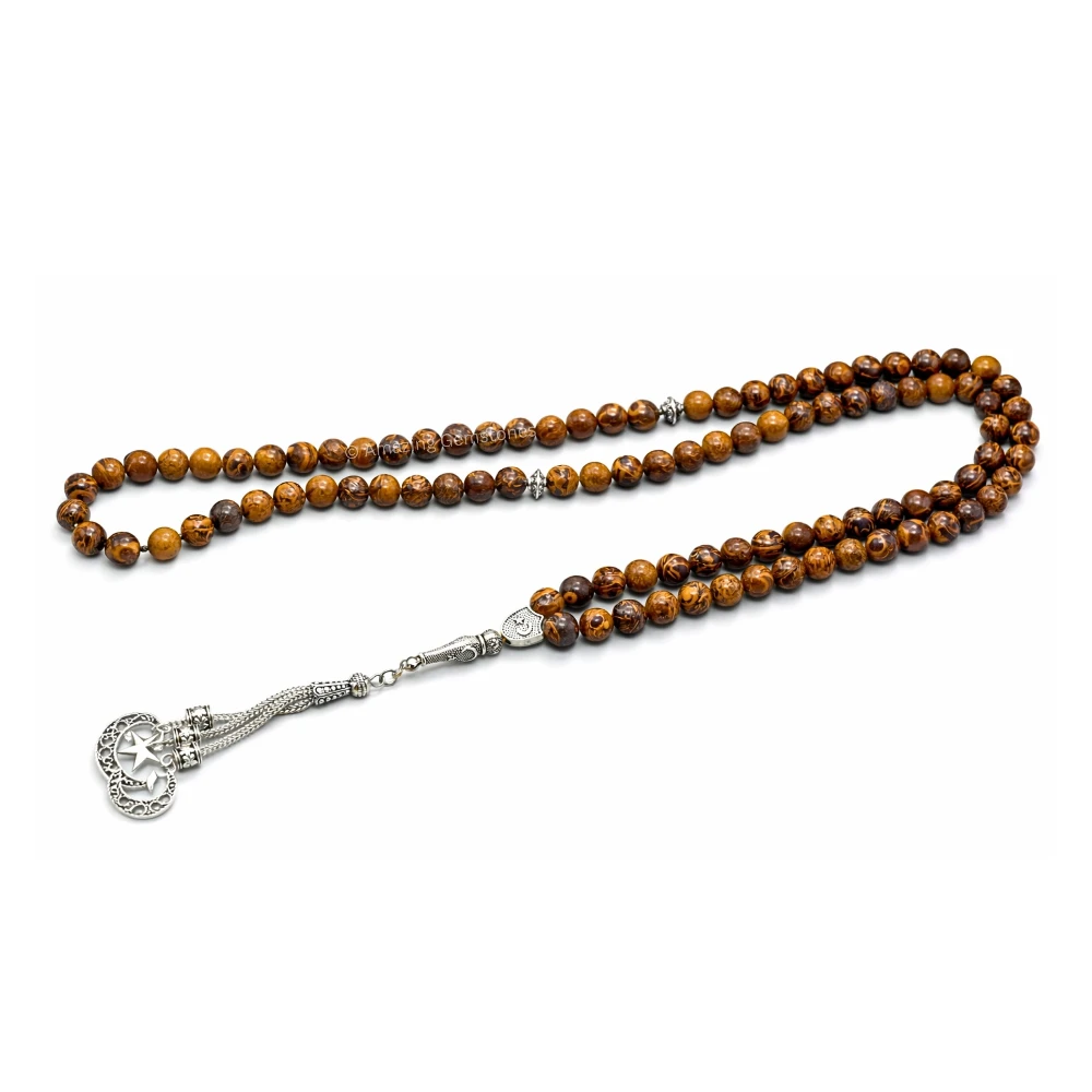 Mariyam Jasper Crystal Tasbeeh Sibha Prayer Beads (Silver)