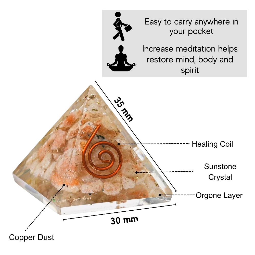 Sunstone Orgone Pyramid - Mini