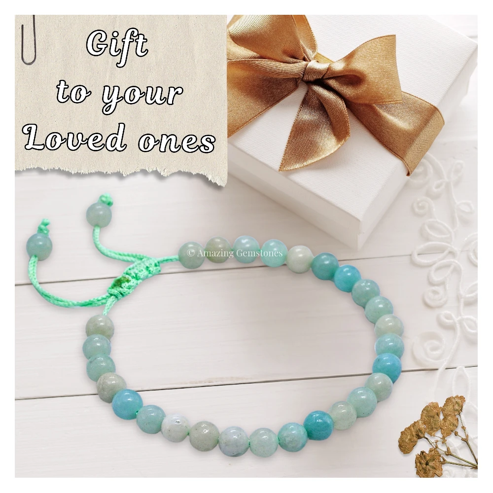 Amazonite Healing Crystal Bracelets - 6mm Beads (Adjustable)