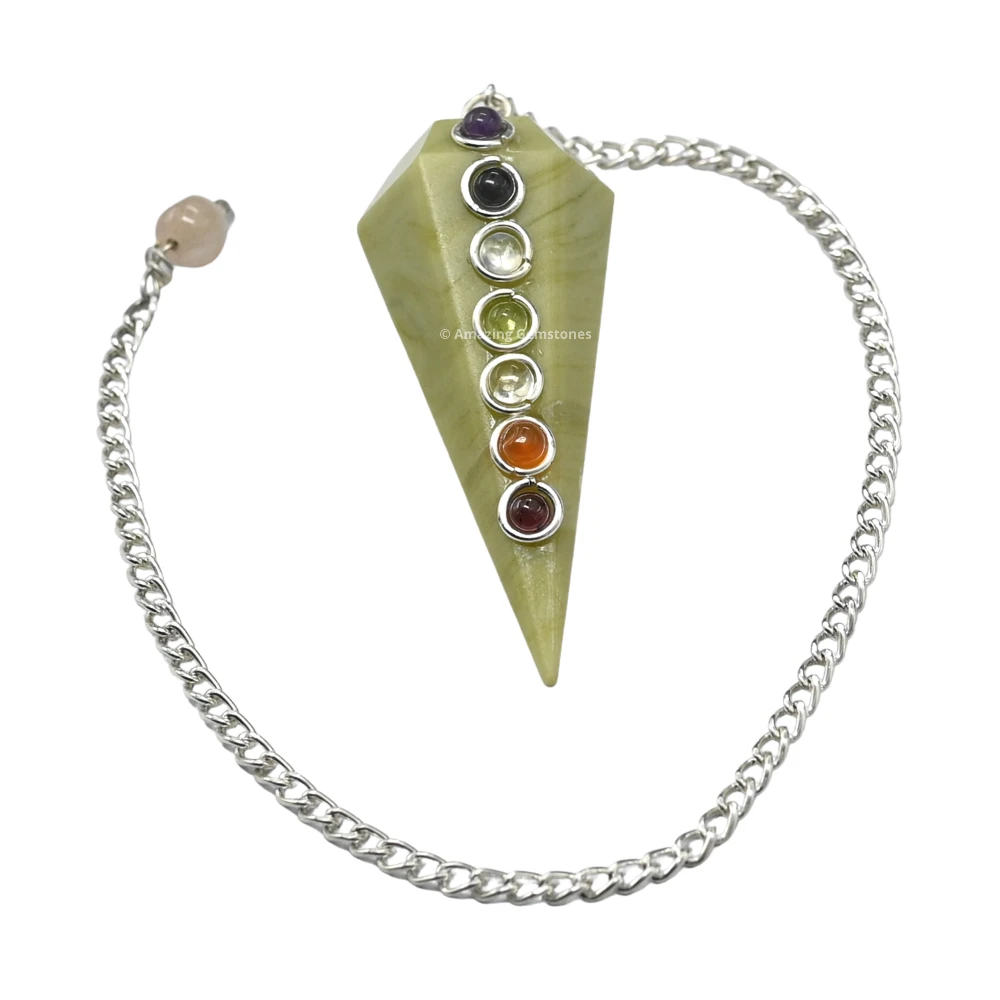 Serpentine Chakra Crystal Pendulum