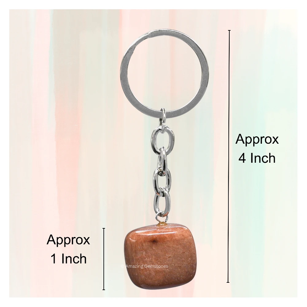Peach Moonstone Keychain Keys Holder (Tumble)