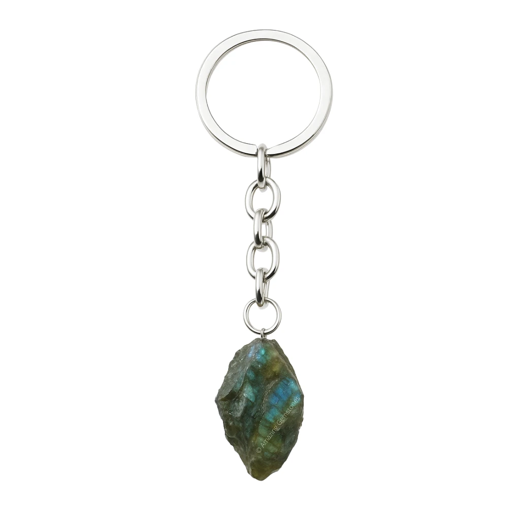 Labradorite Keychain Keys Holder (Raw)